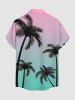 Coconut Tree Ombre Print Buttons Pocket Hawaii Shirt For Men -  