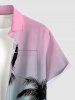 Coconut Tree Ombre Print Buttons Pocket Hawaii Shirt For Men -  