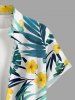 Chemise hawaïenne grande taille pour homme, à imprimé floral tropical et feuilles, boutons et poche. - Vert M