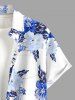 Chemise hawaïenne grande taille pour homme, à imprimé de fleurs d'hibiscus et de feuilles, avec boutons et poche. - Blanc 6XL