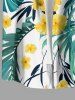 Chemise hawaïenne grande taille pour homme, à imprimé floral tropical et feuilles, boutons et poche. - Vert M
