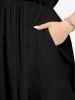 Robe mi-longue hawaïenne fendue à imprimé floral et feuilles grande taille - Noir XS