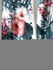 Plus Size Hibiscus Flower Tropical Leaf Print Buttons Pocket Hawaii Shirt For Men -  