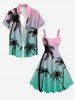Robe débardeur hawaïenne à imprimé ombré de cocotiers grande taille - Rose  1X