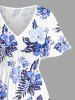 Robe mi-longue hawaïenne fendue à imprimé de fleurs d'hibiscus grande taille - Blanc S
