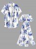 Robe mi-longue hawaïenne fendue à imprimé de fleurs d'hibiscus grande taille - Blanc S