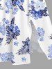 Robe mi-longue hawaïenne fendue à imprimé de fleurs d'hibiscus grande taille - Blanc L