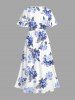 Robe mi-longue hawaïenne fendue à imprimé de fleurs d'hibiscus grande taille - Blanc L