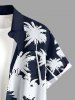 Coconut Tree Sea Colorblock Print Buttons Pocket Hawaii Shirt For Men -  