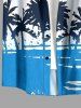 Plus Size Coconut Tree Sea Colorblock Print Buttons Pocket Hawaii Shirt For Men -  