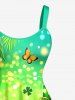 St. Patrick's Day Flamingo Butterfly Flowers Clove Print Tank Dress -  