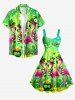 St. Patrick's Day Flamingo Butterfly Flowers Clove Print Tank Dress -  