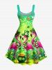 St. Patrick's Day Flamingo Butterfly Flowers Clove Print Tank Dress -  