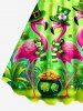 St. Patrick's Day Flamingo Butterfly Flowers Clove Print Tank Dress -  