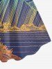 Robe trapèze hawaïenne à imprimé ombré motif cocotier, montagne et mer, grande taille - Pourpre  S