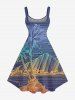 Robe trapèze hawaïenne à imprimé ombré motif cocotier, montagne et mer, grande taille - Pourpre  S