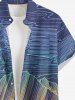 Plus Size Coconut Tree Mountain Sea Ombre Line Print Hawaii Button Pocket Shirt For Men - Pourpre  2XL
