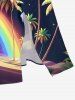 Coconut Tree Rainbow Glitter Stars Galaxy Print Hawaii Split Pocket A Line Midi Dress - Noir 5X