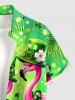 Chemise grande taille pour homme, motif flamant rose, papillon, fleurs et clous de girofle, avec poches et boutons, idéale pour la Saint-Patrick. - Vert S