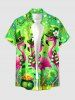 Chemise grande taille pour homme, motif flamant rose, papillon, fleurs et clous de girofle, avec poches et boutons, idéale pour la Saint-Patrick. - Vert S