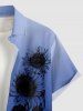 Chemise hawaïenne grande taille pour homme, imprimé tournesols ombré, boutons et poche. - Bleu profond 4XL