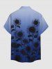 Chemise hawaïenne grande taille pour homme, imprimé tournesols ombré, boutons et poche. - Bleu profond 4XL