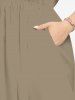Plus Size Hibiscus Flower Leaf Print Split Hawaii Midi Dress -  