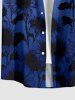 Chemise hawaïenne grande taille pour homme, imprimé tournesols ombré, boutons et poche. - Bleu profond 4XL