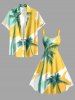 Robe débardeur hawaïenne grande taille à imprimé graffiti cocotier et colorblock - Jaune 1X