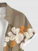 Chemise hawaïenne grande taille pour homme, à imprimé de fleurs d'hibiscus et de feuilles, avec boutons et poche. - Bronze L