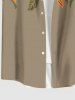 Plus Size Hibiscus Flower Leaf Print Buttons Pocket Hawaii Shirt For Men -  