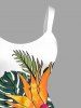Robe débardeur hawaïenne à imprimé feuilles tropicales et fleurs d'hibiscus grande taille - Blanc XS