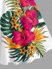 Robe débardeur hawaïenne à imprimé feuilles tropicales et fleurs d'hibiscus grande taille - Blanc XS