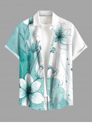 Chemise hawaïenne grande taille pour homme, à imprimé aquarelle coloré et coloré, boutons et poche. - Turquoise Foncée 4XL