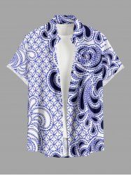 Chemise hawaïenne à imprimé floral grande taille et poches boutonnées pour hommes - Bleu S