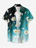 Ensemble de plage hawaïen assorti pour couples, imprimé ombré à fleurs de marguerite, grandes tailles - Paon Bleu 