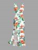 Tropical Leaf Flower Print Hawaii Ruffles Split Dress -  