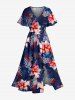 Tropical Leaf Flower Print Matching Hawaii Beach Outfit For Couples -  
