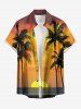 Ensemble hawaïen assorti chemise et barboteuse grande taille, imprimé coucher de soleil et cocotiers, pour couples - Orange Foncé 
