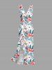 Robe hawaïenne à volants, fente et décolleté cache-cœur, ornée de flamants roses, de perroquets et d'hibiscus. - Bleu XS