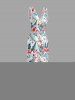 Robe hawaïenne à volants, fente et décolleté cache-cœur, ornée de flamants roses, de perroquets et d'hibiscus. - Bleu XS