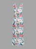 Robe hawaïenne à volants, fente et décolleté cache-cœur, ornée de flamants roses, de perroquets et d'hibiscus. - Bleu L