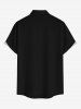 Chemise hawaïenne grande taille pour homme, à imprimé flamants roses, cocotiers et soleil, boutons et poche. - Noir L