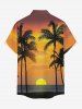 Coconut Tree Sunset Print Buttons Pocket Hawaii Shirt For Men -  