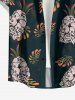 Chemise hawaïenne grande taille pour homme, à boutons et poche, avec imprimé tête de mort, ananas et feuilles tropicales. Motif : crânes, ananas et feuilles tropicales. - Vert profond L
