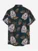 Chemise hawaïenne grande taille pour homme, à boutons et poche, avec imprimé tête de mort, ananas et feuilles tropicales. Motif : crânes, ananas et feuilles tropicales. - Vert profond L