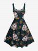 Plus Size Skull Pineapple Tropical Leaf Print Hawaii Tank Dress -  