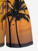 Plus Size Coconut Tree Sunset Print Cinched Hawaii Romper -  