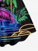 Robe débardeur hawaïenne grande taille à imprimé flamants roses, cocotiers et soleil - Noir XS