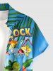 Plus Size Hibiscus Flower Coconut Tropical Leaf Juice Print Hawaii Buttons Pocket Shirt For Men -  